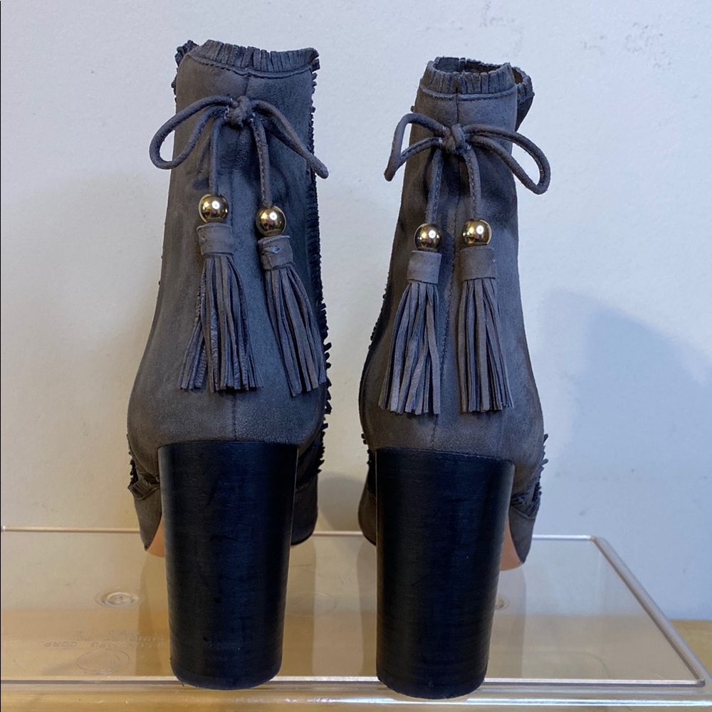 Aquazzura Firenze Gray Suede Ankle Boots Size 37 - Picture 4 of 12